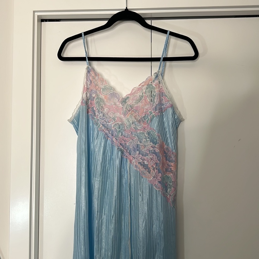 2 for $40 Night Dressing Gown with pink rosy lace front and silk ribbing detail - Picture 2 of 6
